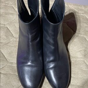 Delman Classic Black Leather Ankle Boots